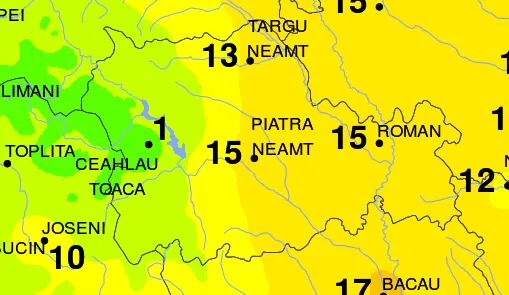 Vremea rămâne caldă pentru această dată în Neamț
