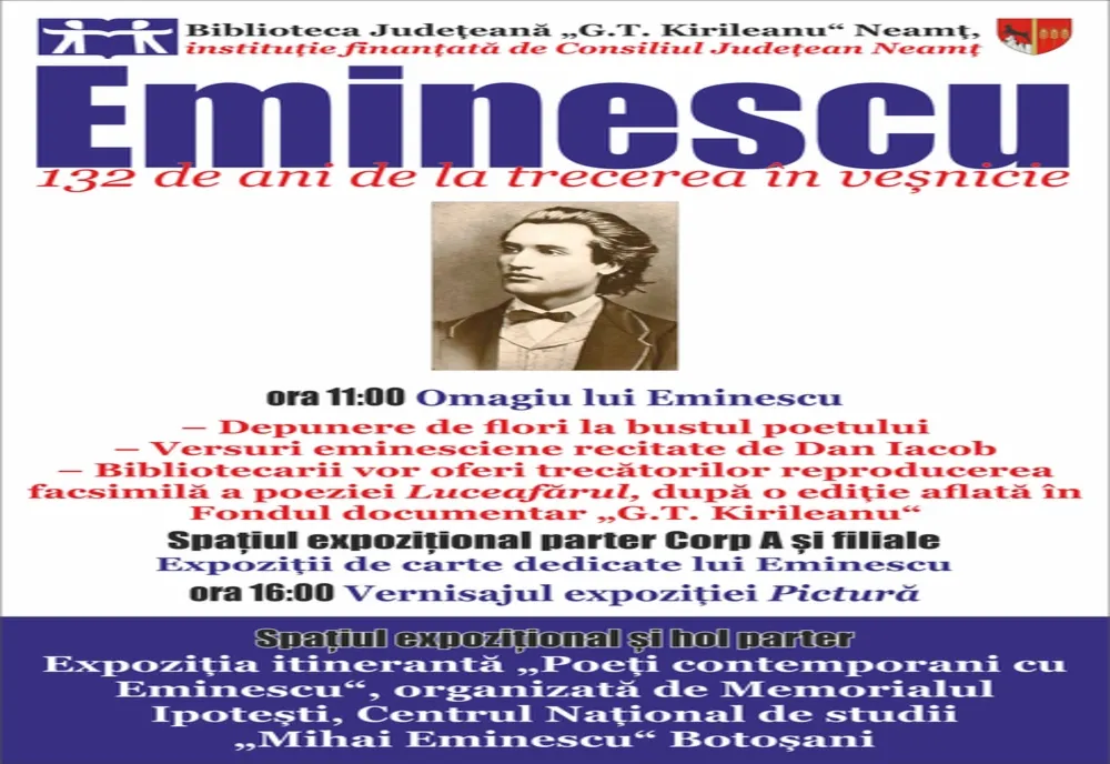 Omagiu lui Eminescu, la Biblioteca Județeană