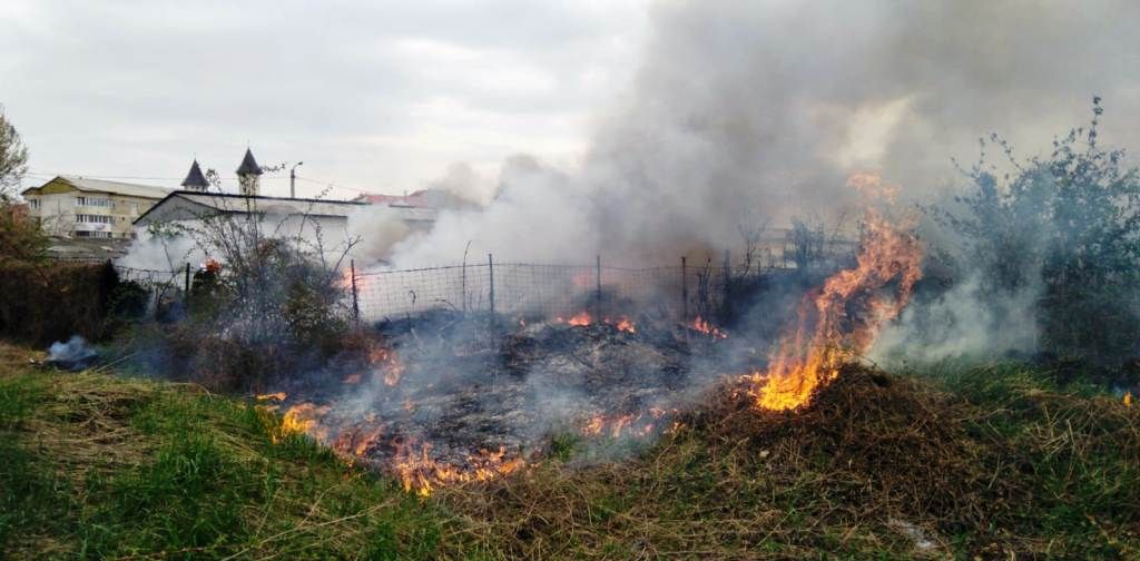 Incendiu într-o zonă cu deșeuri de pe strada Muncii (FOTO)