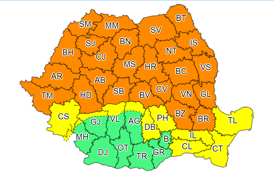 Județul Neamț, sub Cod portocaliu de furtuni