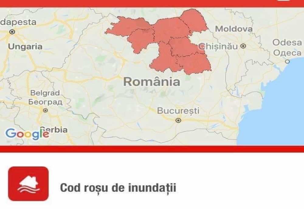 Județul Neamț, sub COD ROȘU de inundații! A fost transmis mesaj  de avertizare prin RO-ALERT