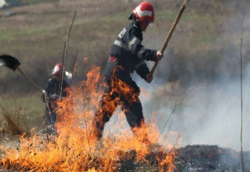 Un incendiu de vegetație uscată, la un pas să aprindă o locuință din comuna Gâdinți