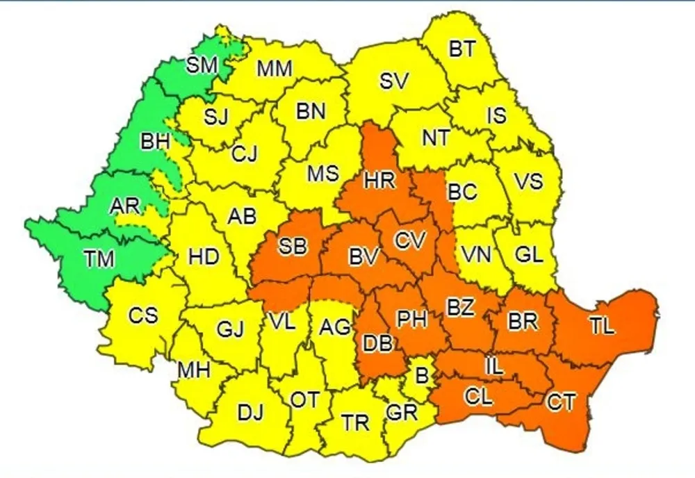 Furtuni și vânt puternic. Vezi județele afectate 