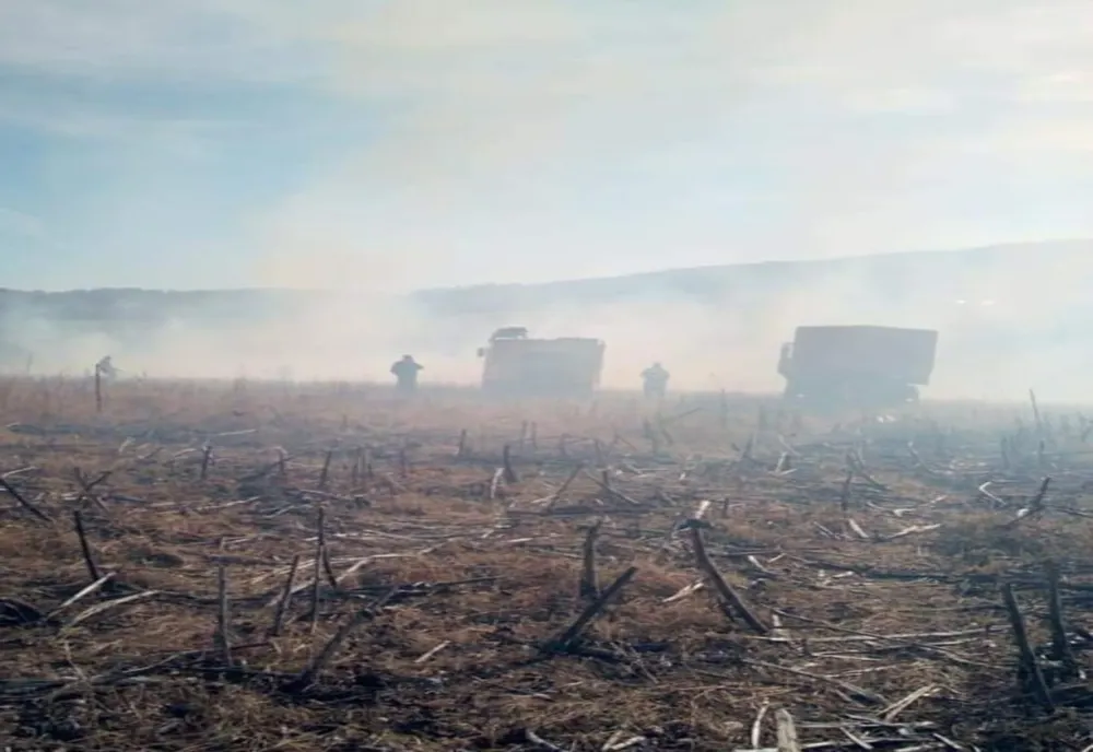 30 hectare de miriște distruse de foc