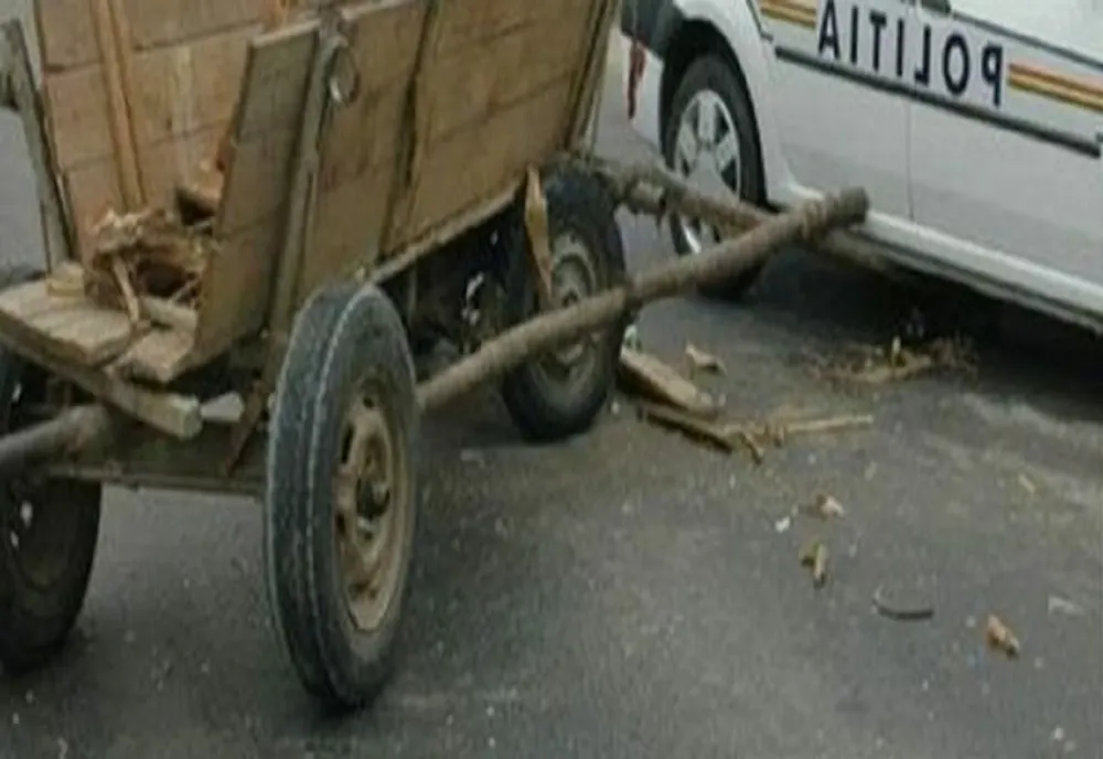 Căruțaș beat, accidentat de un șofer neatent