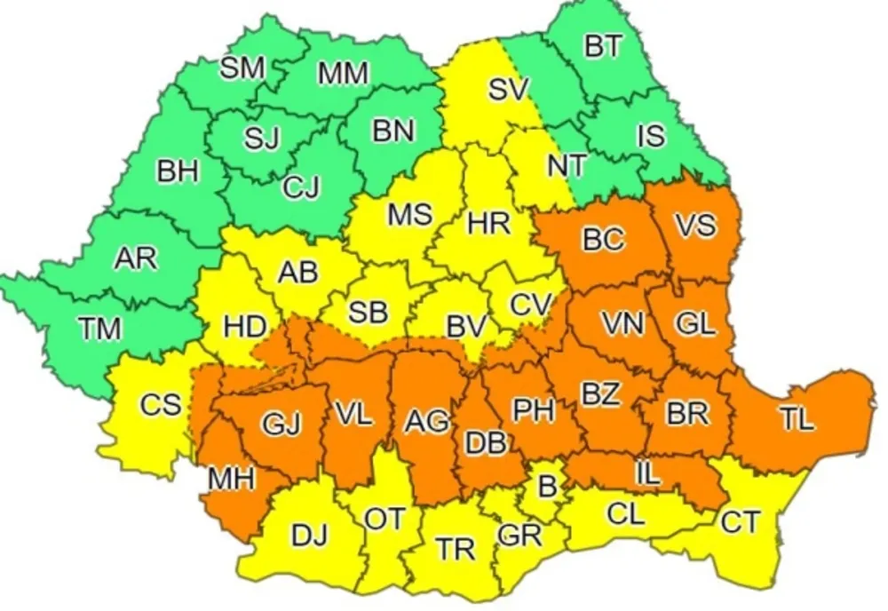 Noi avertizări meteorologice emise astăzi