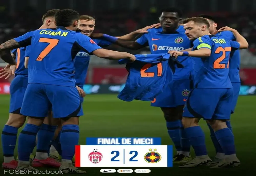 Remiză între Sepsi OSK Sfântu Gheorghe şi FCSB (2-2), în play-off-ul Superligii