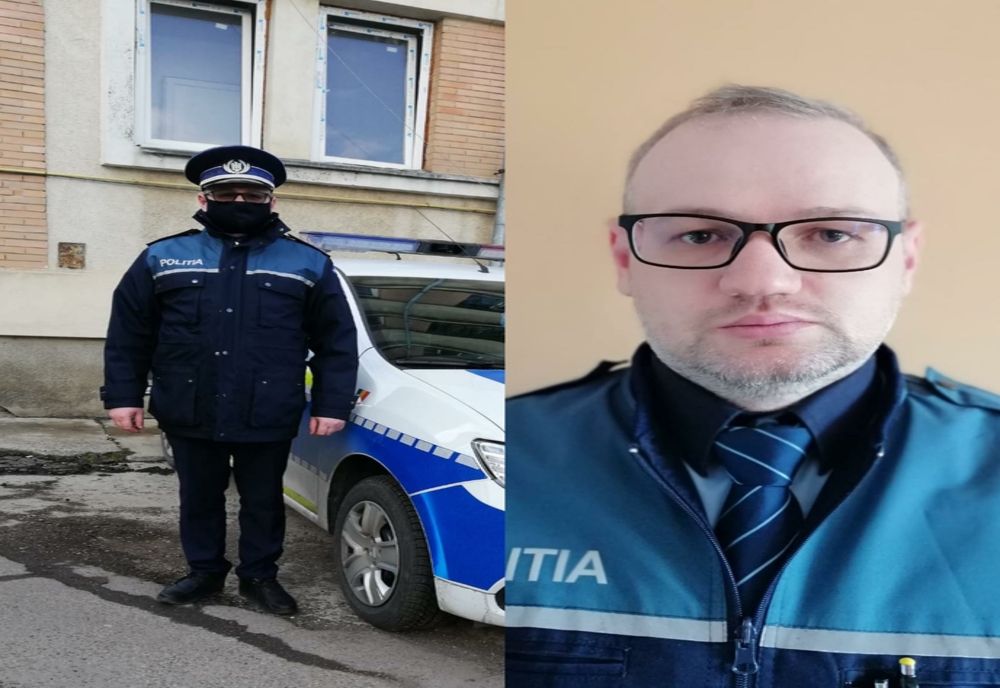 Erou de serviciu: un polițist a salvat doi oameni dintr-un autoturism în flăcări 