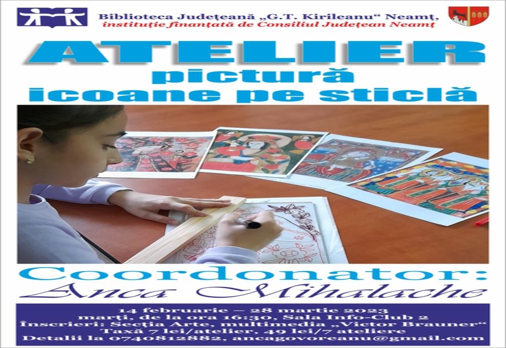 Un nou atelier de pictură pe sticlă, la Biblioteca Județeană